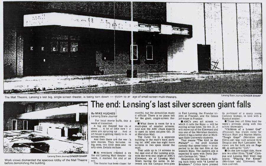 Lansing Mall Theatre - Old Article From Ron Gross (newer photo)